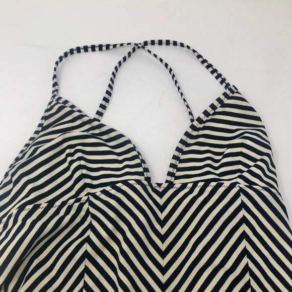 Tory Burch One Piece Swimsuit Black White Stripe - Picture 3 of 8